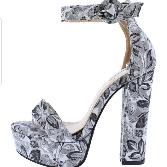 AMS Shoes - 💙Black Multi Open Toe Ankle Strap Tall Platforms